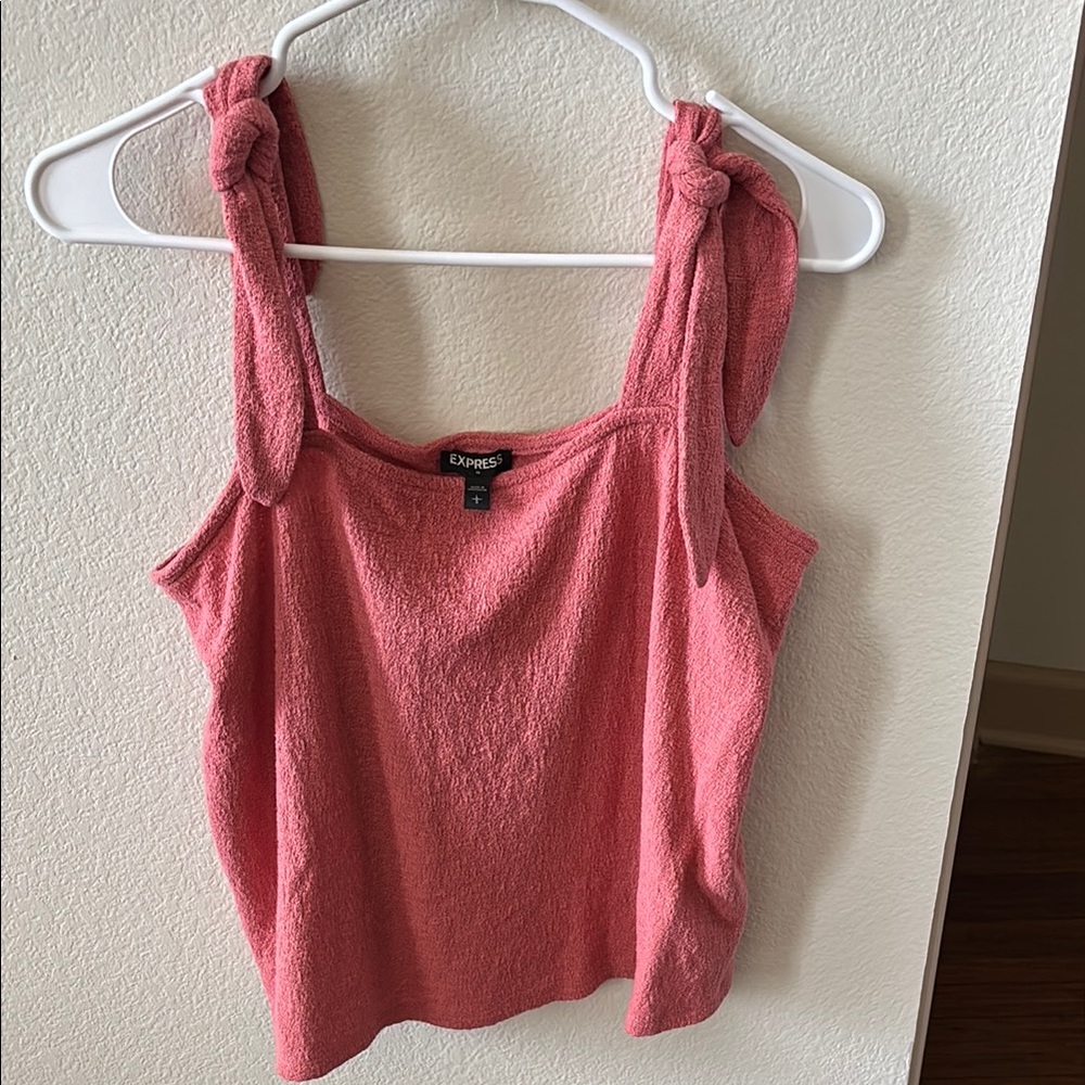 Express Pink Tie Front Relaxed Tank Top